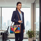 Vibrant Bold Multicolour - Leather Base Laptop Bag with modern Artistry