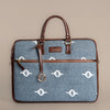 Stone Grey -  Handcrafted Laptop Bag with Leather Handle & Base
