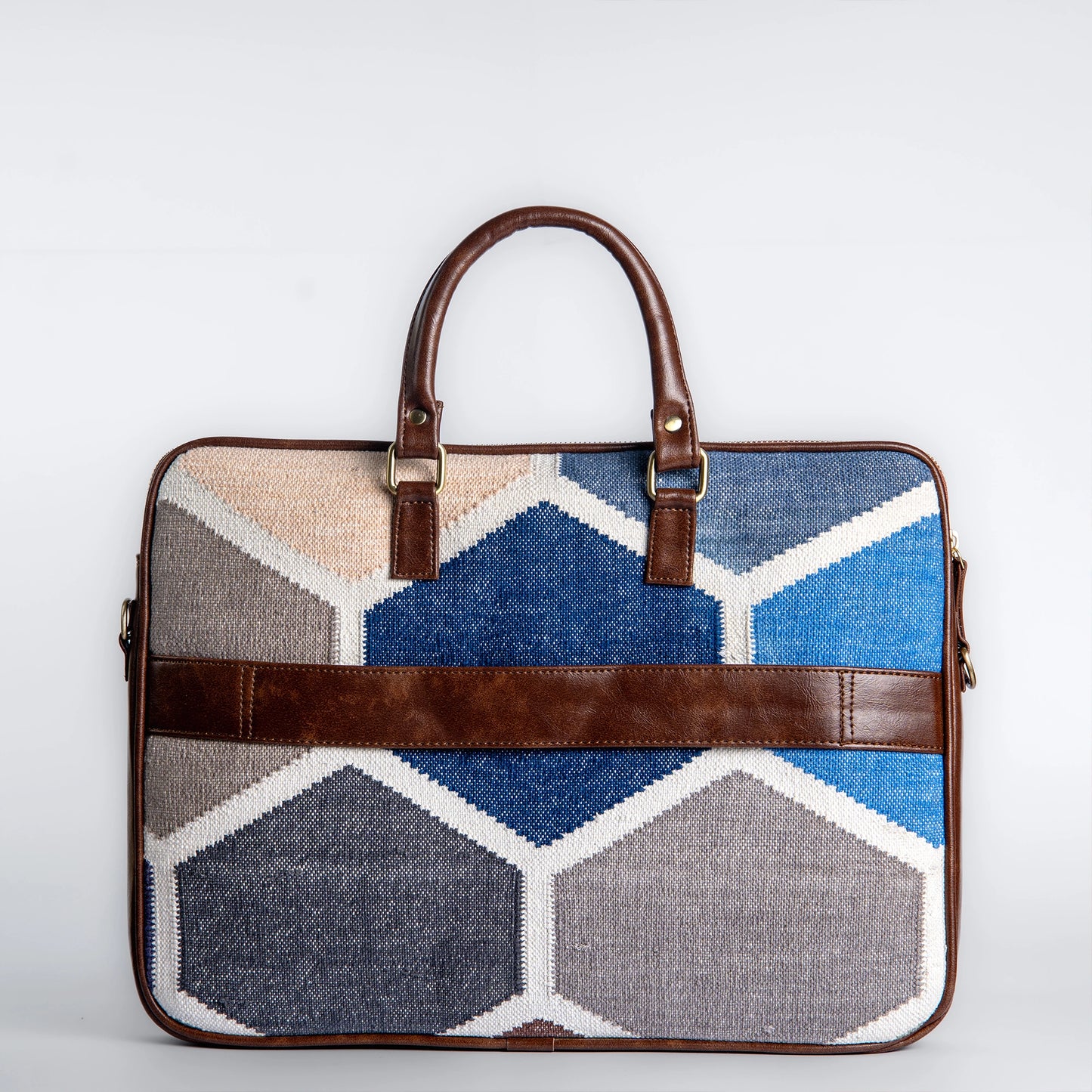 Honeycomb Windows -  Handcrafted Laptop Bag Leather Base