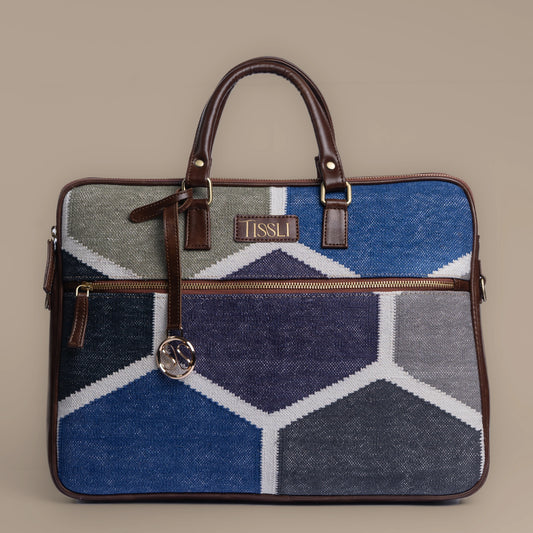 Honeycomb Windows -  Handcrafted Laptop Bag Leather Base
