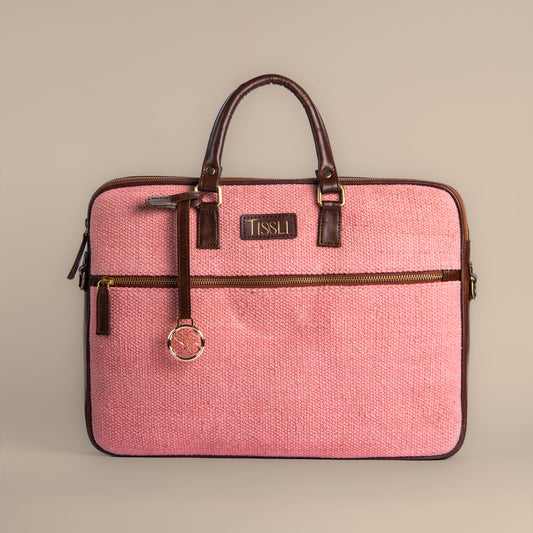 Handwoven Roseate Canvas Office Laptop Bag | Functional, Fashionable, and Eco-Conscious