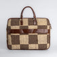 Checkered Grid Brown Laptop Bag with Leather Handles | Handwoven Office & Work Bag