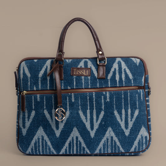 Indigo Chevron Laptop Bag
