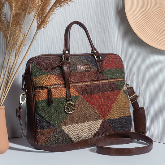 Geometric Gem Laptop Bag | Handwoven multicolor pattern that adds craft and color to your workday