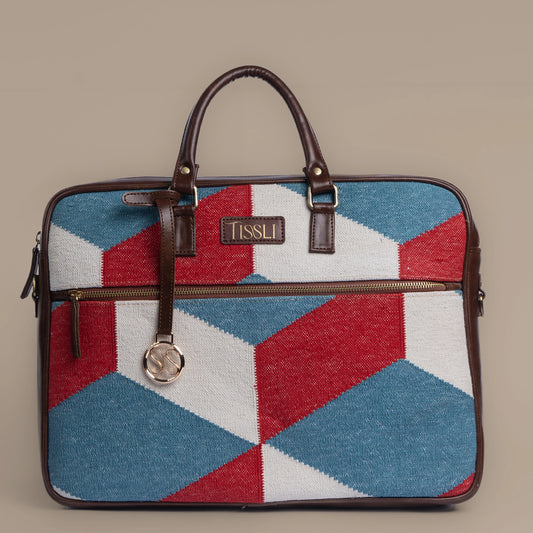 Iconic Cube - Laptop Bag with Brown Leather Briefcase