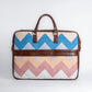 Sky Meets Sea - Handwoven Pastel Zigzag Pattern Brief Case Laptop Bag