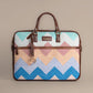Sky Meets Sea - Handwoven Pastel Zigzag Pattern Brief Case Laptop Bag
