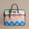 Sky Meets Sea - Handwoven Pastel Zigzag Pattern Brief Case Laptop Bag