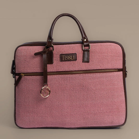 Roseate Canvas - Cotton Handwoven Briefcase Laptop Bag