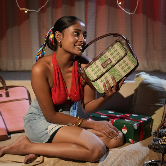 Winter Forest | Handcrafted Handbag with Leather Detailing