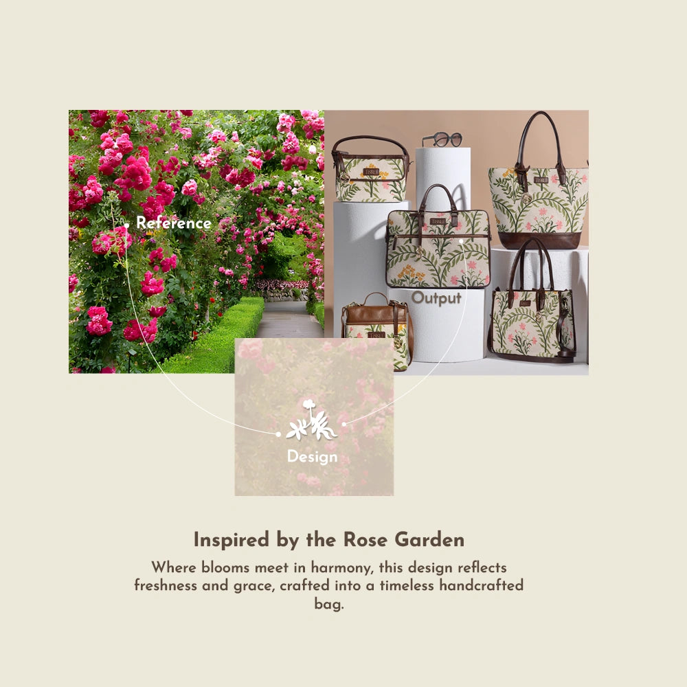 Elegant Gulzar Floral Cross Body Bag | Handcrafted with Subtle Embroidery and Leather Finish