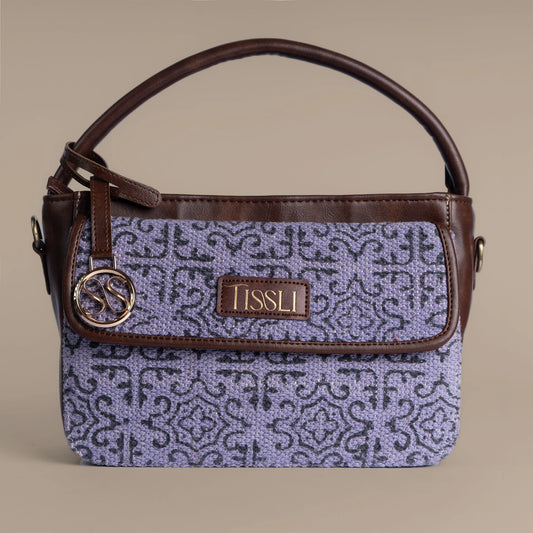 Mandala Art Print - Classic Detailing Leather Base Handbag