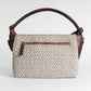 Handwoven Chandan Khari Hand Bag with Brown Leather Handle | Elegant Neutral-Tone Sling for Everyday Use