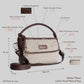 Handwoven Chandan Khari Hand Bag with Brown Leather Handle | Elegant Neutral-Tone Sling for Everyday Use