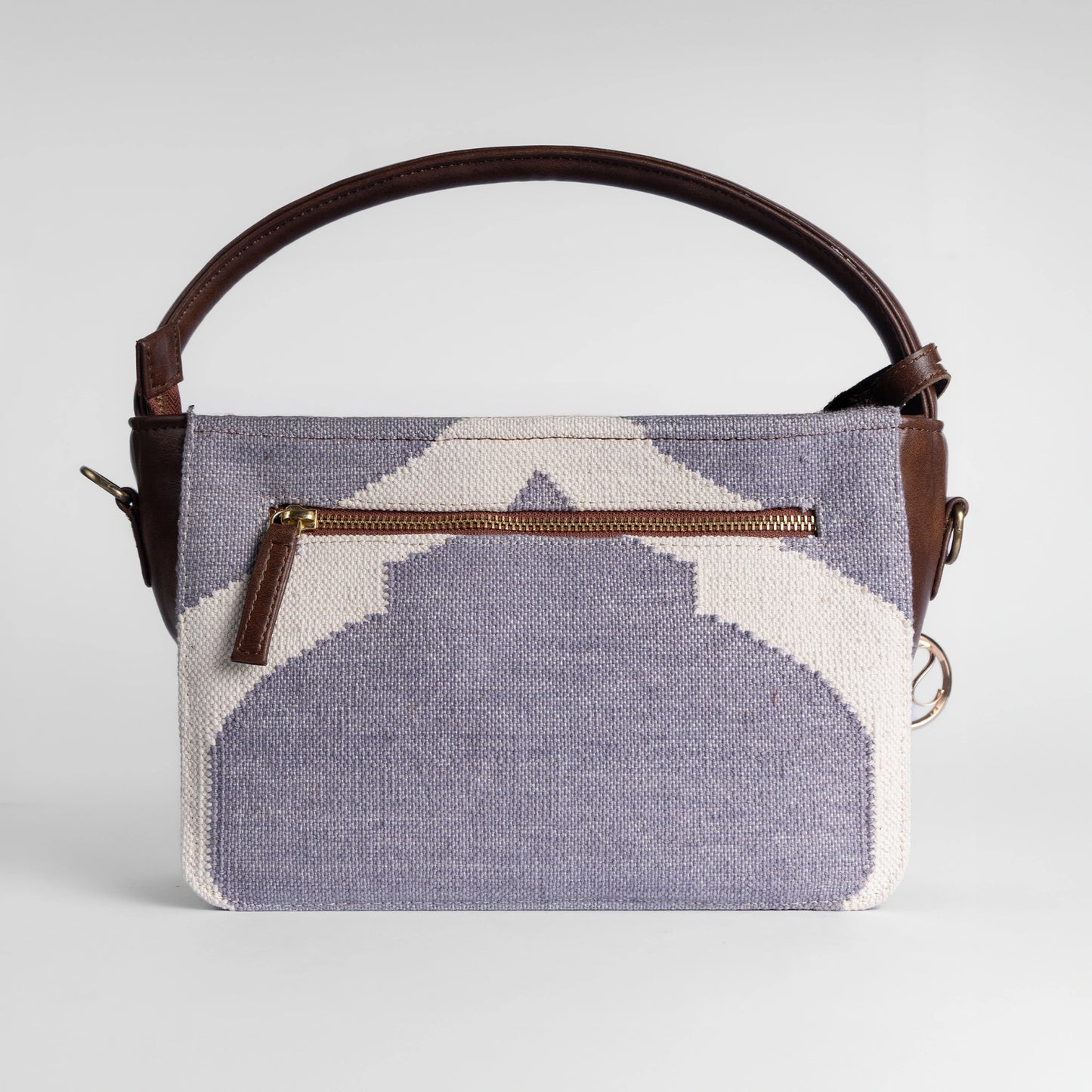 Handwoven Rajasthani Trellis Cross Body Bag with Brown Leather Detailing | Perfect Everyday Sling for Women