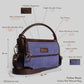 Indigo Dreams Hand Bag with Dark Brown Leather Trim | Handwoven Compact Shoulder Bag