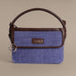 Indigo Dreams Hand Bag with Dark Brown Leather Trim | Handwoven Compact Shoulder Bag
