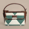 Vana Moksha Hand Bag | Handwoven green and white geometric pattern inspired by nature and calmness