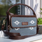 Skylight Serenity Cross Body Bag | Handwoven blue fabric with white motifs for a clean, timeless look