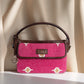 Fuchsia Fiesta Pink Hand Bag with Brown Leather Accents | Handcrafted Everyday Sling Bag