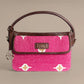 Fuchsia Fiesta Pink Hand Bag with Brown Leather Accents | Handcrafted Everyday Sling Bag