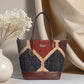 Gemstone Mosaic Multi-Color Tote Bag with Brown Leather Base | Handcrafted Everyday Shoulder Bag