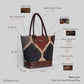 Gemstone Mosaic Multi-Color Tote Bag with Brown Leather Base | Handcrafted Everyday Shoulder Bag
