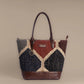 Gemstone Mosaic Multi-Color Tote Bag with Brown Leather Base | Handcrafted Everyday Shoulder Bag