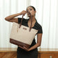 Desert Mirage Tote Bag | Handwoven beige and white chevron pattern for timeless everyday elegance