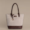 Desert Mirage Tote Bag | Handwoven beige and white chevron pattern for timeless everyday elegance