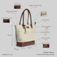 Chandan Khari Ivory Diamond Pattern Tote Bag with Brown Leather Base | Handwoven Everyday Shoulder Bag