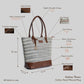 Handwoven Stripe Tote Bag | Classic neutral-toned weave with leather accents for everyday use