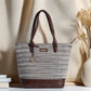 Handwoven Stripe Tote Bag | Classic neutral-toned weave with leather accents for everyday use