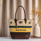Canyon Stripes Tote Bag | A warm blend of mustard, green, and brown stripes for everyday elegance