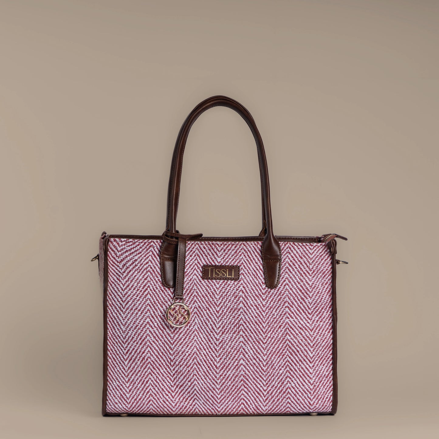 Vintage Wine Tote Bag | Handwoven textured design in rich wine tones for a sophisticated everyday look