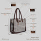 Handwoven Stripe Tote Bag | Classic neutral weave with leather detailing for timeless everyday elegance
