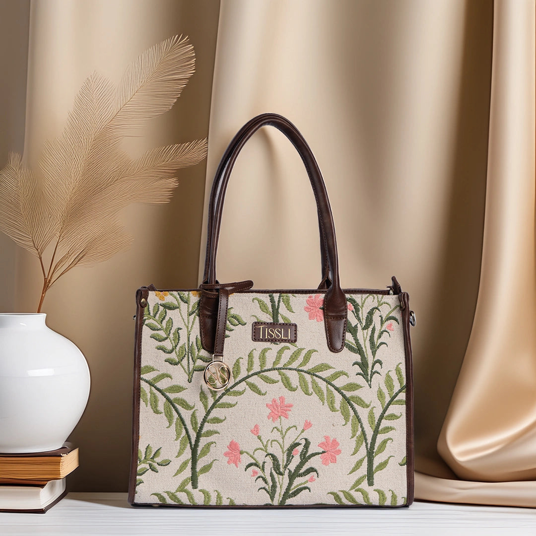 Gulzar Tote Bag | Handloom floral pattern that brings charm and grace to your everyday style