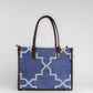 Indigofera Lattice Tote Bag | Handcrafted blue geometric weave inspired by timeless lattice patterns