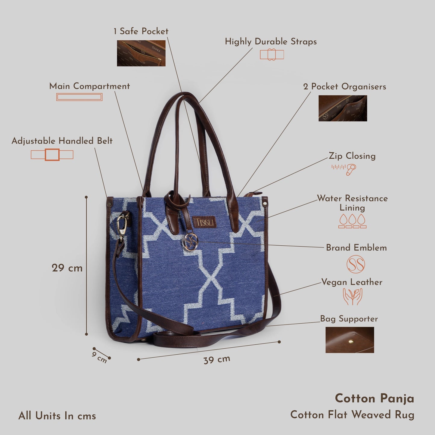 Indigofera Lattice Tote Bag | Handcrafted blue geometric weave inspired by timeless lattice patterns