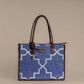 Indigofera Lattice Tote Bag | Handcrafted blue geometric weave inspired by timeless lattice patterns