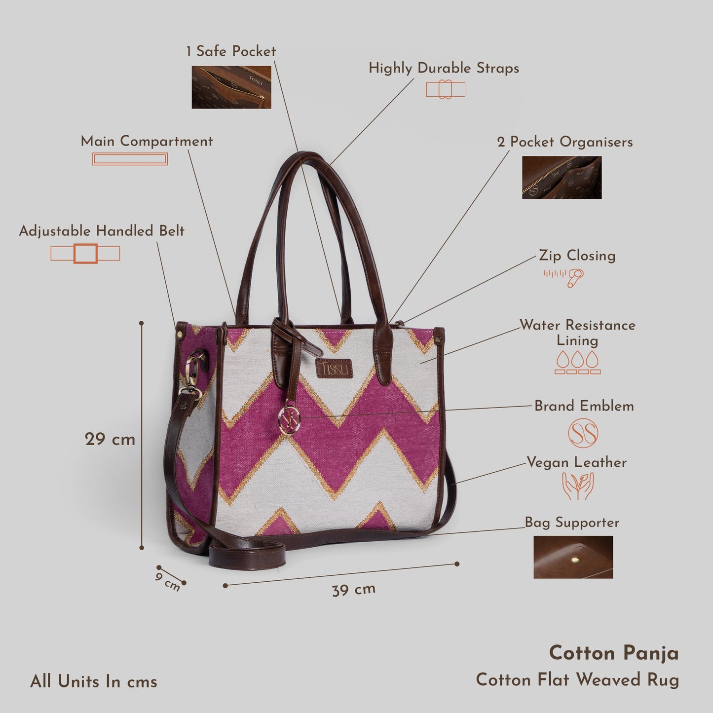 Fuchsia Fusion Tote Bag | Handwoven pink and white chevron pattern with a modern, vibrant twist