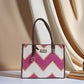 Fuchsia Fusion Tote Bag | Handwoven pink and white chevron pattern with a modern, vibrant twist