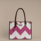 Fuchsia Fusion Tote Bag | Handwoven pink and white chevron pattern with a modern, vibrant twist
