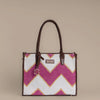 Fuchsia Fusion Tote Bag | Handwoven pink and white chevron pattern with a modern, vibrant twist