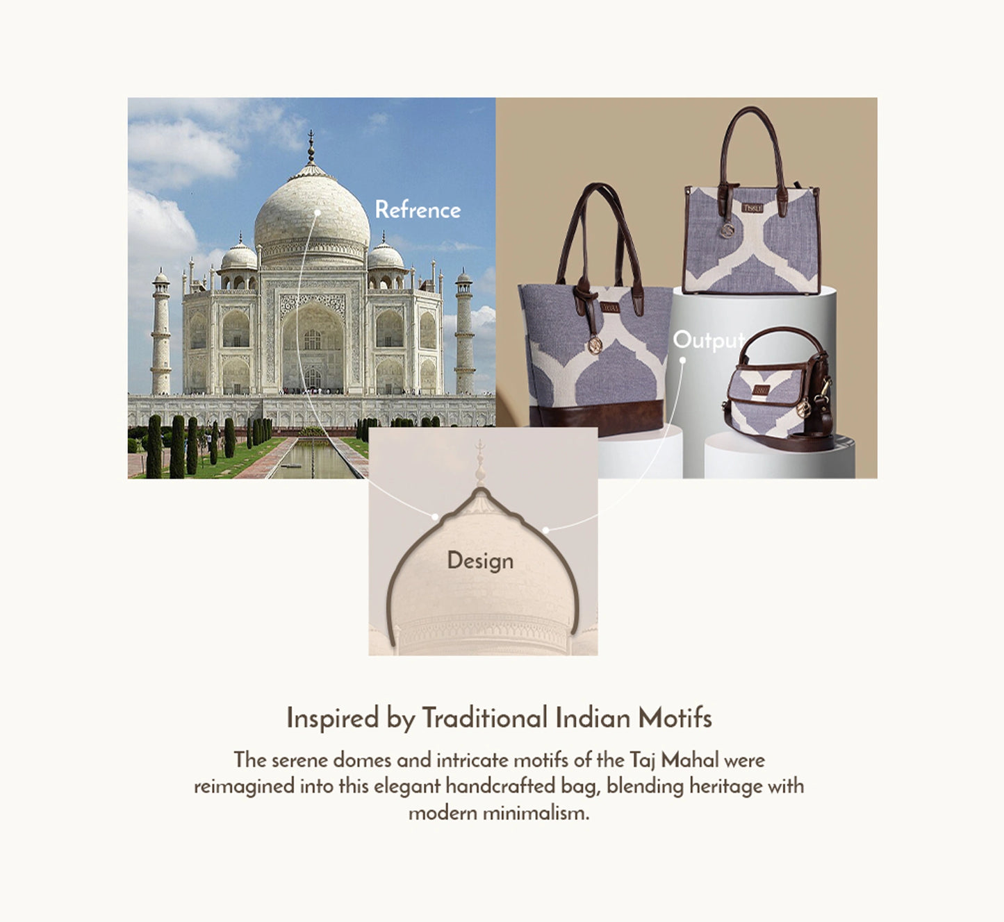 Rajasthani Trellis Tote Bag | Subtle geometric pattern crafted in soft handloom fabric with leather accents