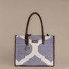 Rajasthani Trellis Tote Bag | Subtle geometric pattern crafted in soft handloom fabric with leather accents