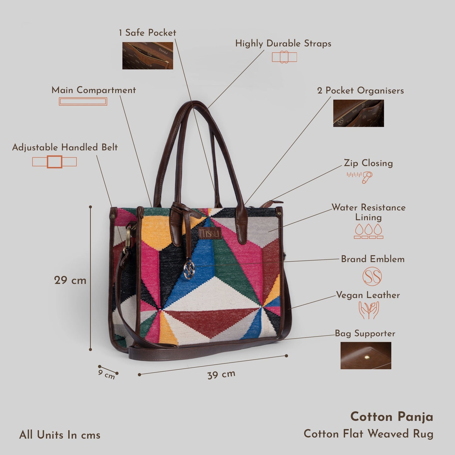Mosaic Tote Bag | Handwoven multicolor geometric pattern that brings art and energy to your everyday look