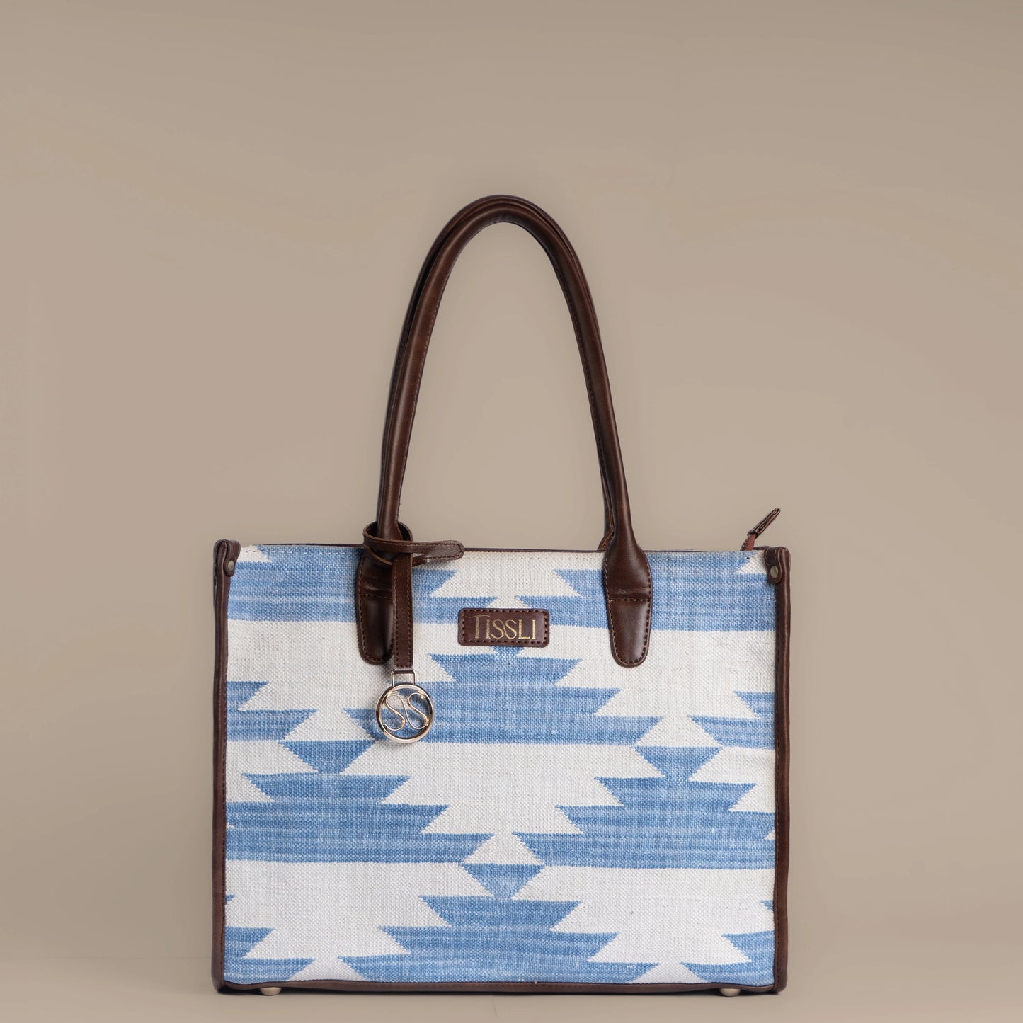 Mountain Mist Tote Bag | Handwoven blue and white design inspired by serene mountain mornings