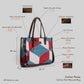 Illusionist Tri-Color Geometric Tote Bag with Brown Leather Handles | Handwoven Statement Shoulder Bag