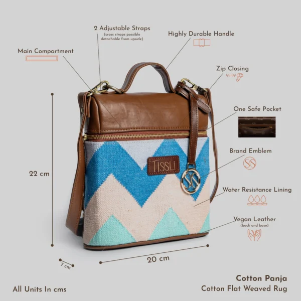 Tissli Radiant Diamond handwoven sling bag with fuchsia and white zigzag patterns and gold lurex thread details.